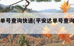 平安达单号查询快递(平安达单号查询快递京东)